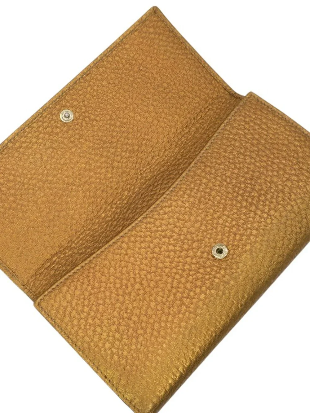 GUCCI Hasler Horsebit Metallic Leather Wallet Gold Bronze